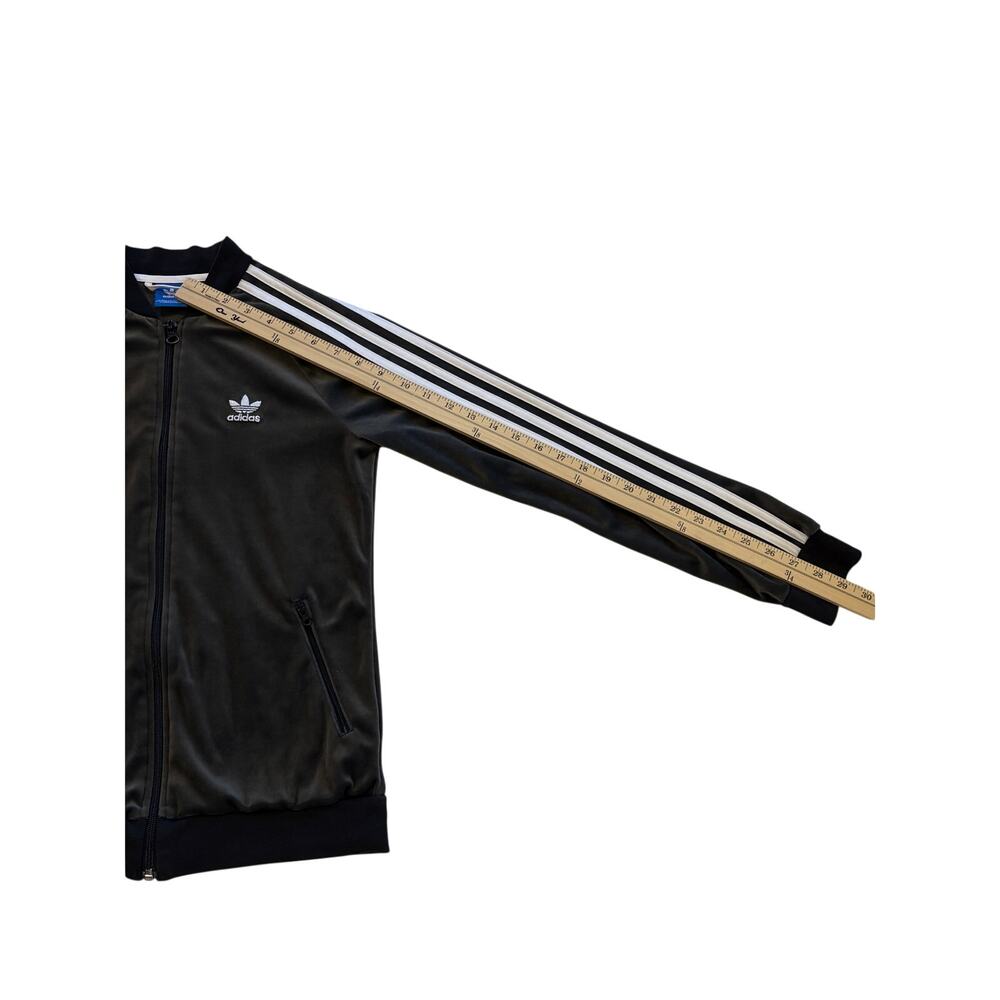 Adidas Track Jacket Girl Large Gray Velour Velvet Full Zip Streetwear Hip Hop - Picture 10 of 10